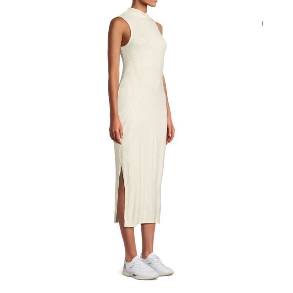 $125 beyond yoga Well Traveled Rib-Knit Mockneck Midi Dress size large